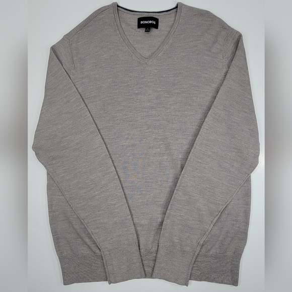 Bonobos Slim Fit 100% Merino Wool V-Neck Sweater Career Contemporary Large Men's